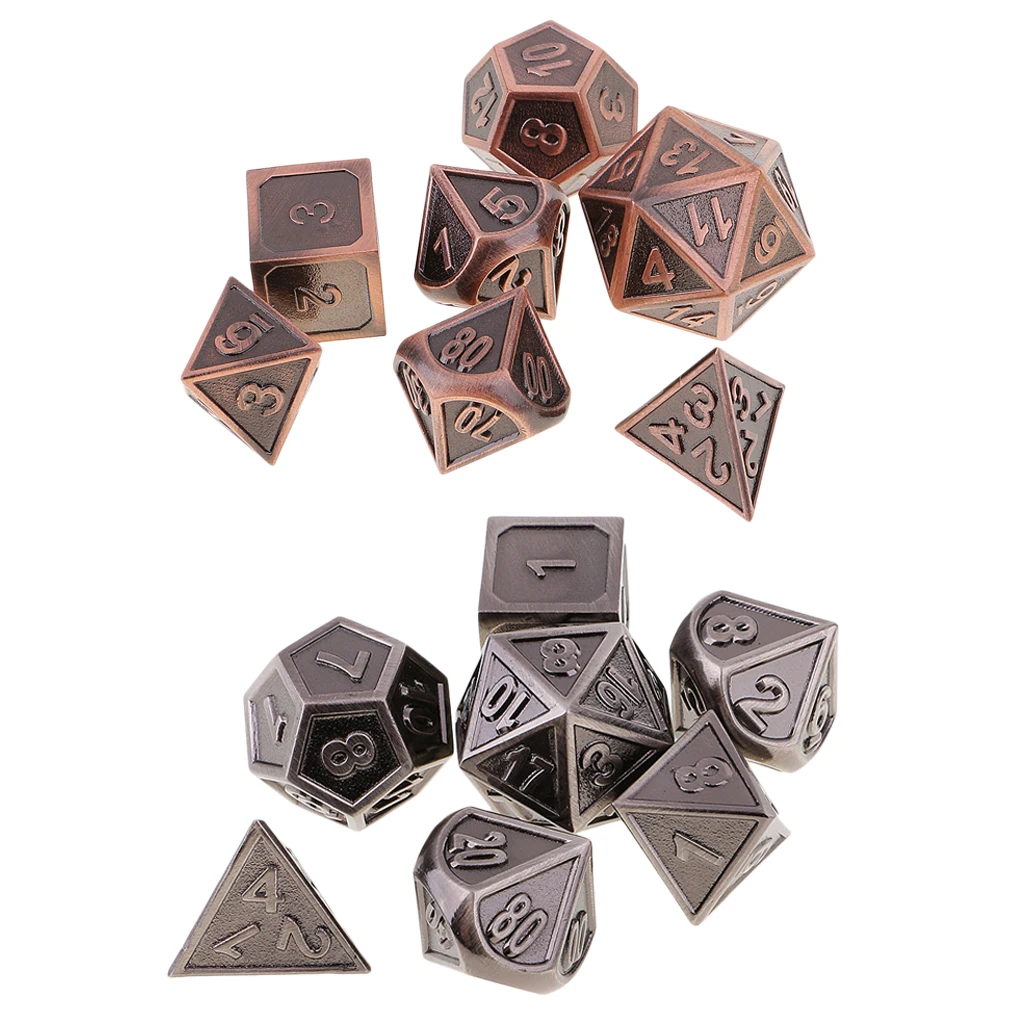 

Zinc Alloy Multi Sided Dices 7 Dice Set For D&D RPG Games