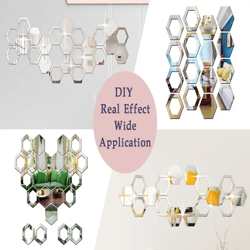 

Hot style Honeycomb hexagonal mirror wall paste acrylic hexagonal mirror frame paste