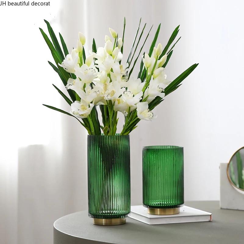 

Creative Striped Glass Vase Decoration Transparent Dining Table Hydroponic Vase Home Living Room Decoration Flower Pot Crafts