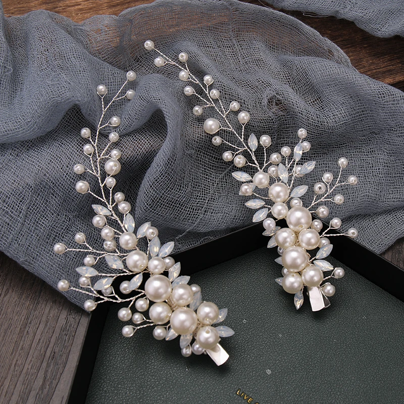 Фото Стразы жемчужная заколка для волос повязка на голову свадебные аксессуары