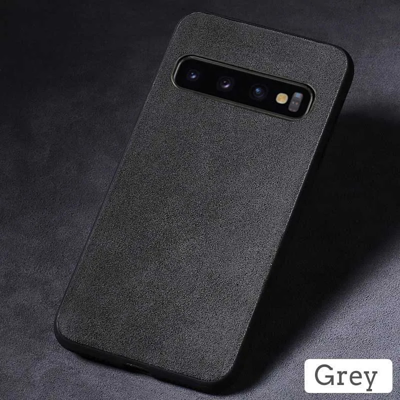 Чехол для телефона для samsung Galaxy S10 S8 S9 Note 8, 9, 10, плюс S7 край A7 A8 J5 J6 J7 A70 A50 A40 замшевая кожаная накладка на заднюю панель телефона - Цвет: Серый