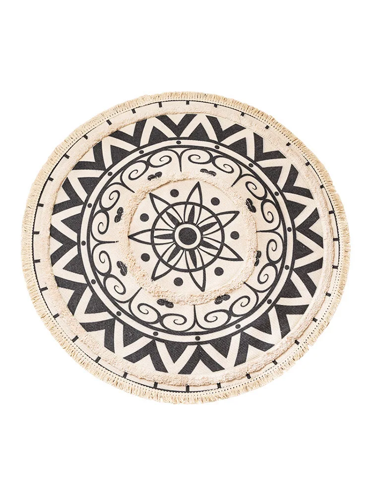 Круглый ковер в этническом стиле Противоскользящие коврики для спальни