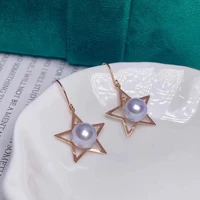 shilovem 18k rose natural freshwater pearls drop earrings fine jewelry women trendy anniversary gift new myme7 7 56612zz