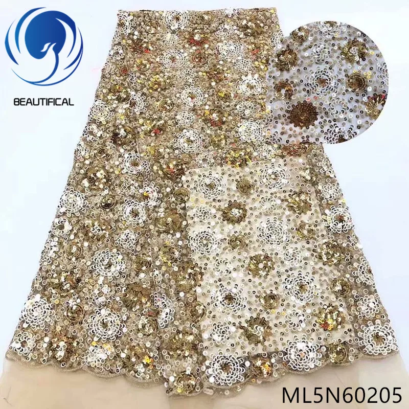 

BEAUTIFICAL african lace fabrics New Overlapping sequins Little plum blossom lace fabric 5yards french net lace fabrics ML5N602