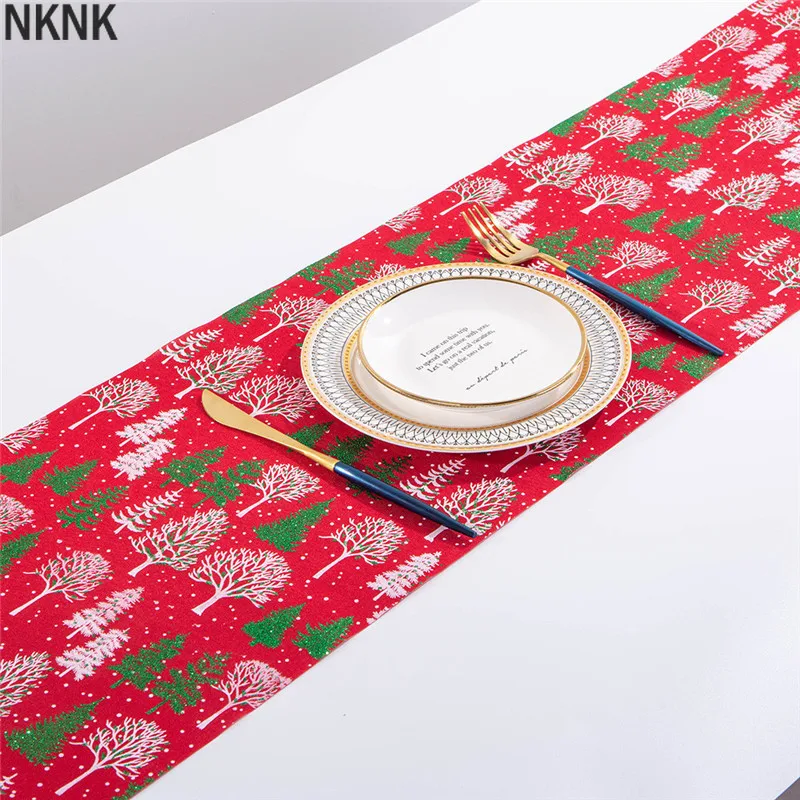 Рождественский коврик с красной дорожкой скатерть снежинка снеговик длинная 270