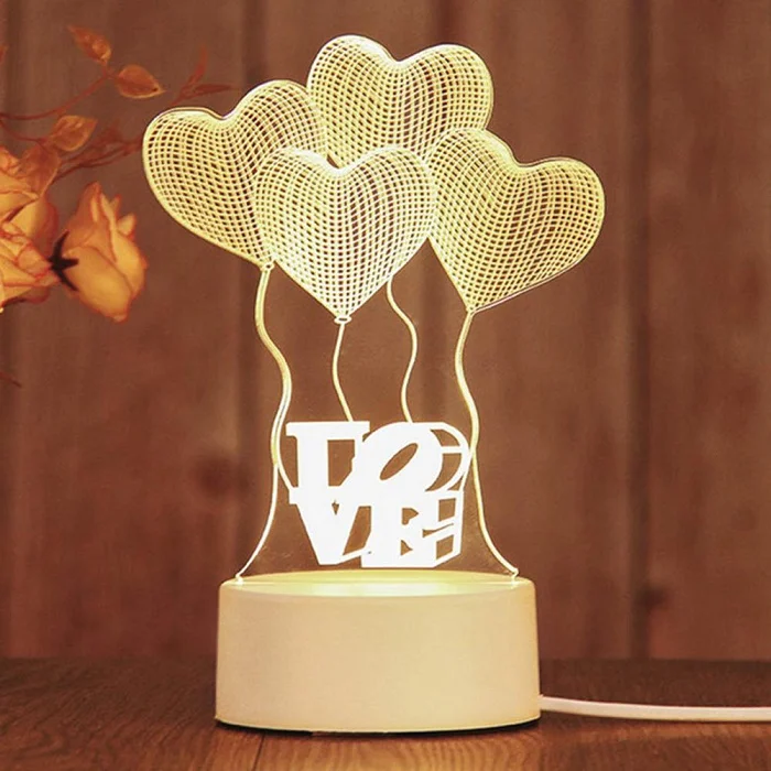 Love 3d мультфильм питаемые через Usb порт светодиодный ночной Светильник акриловое волокно Детские лампа 3d лампа Светодиодная настольная лампа для детского подарка теплый белый - Испускаемый цвет: Love