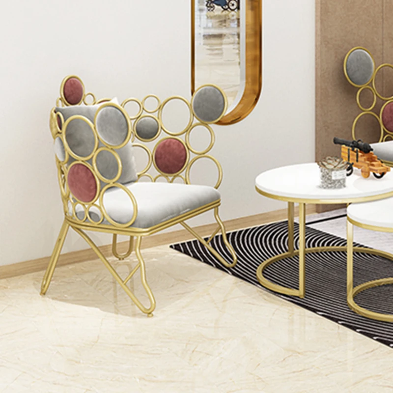

Nordic Sofa INS creative luxury armchairs living room furniture Modern iron beauty salon reception Single sofas waiting chairs