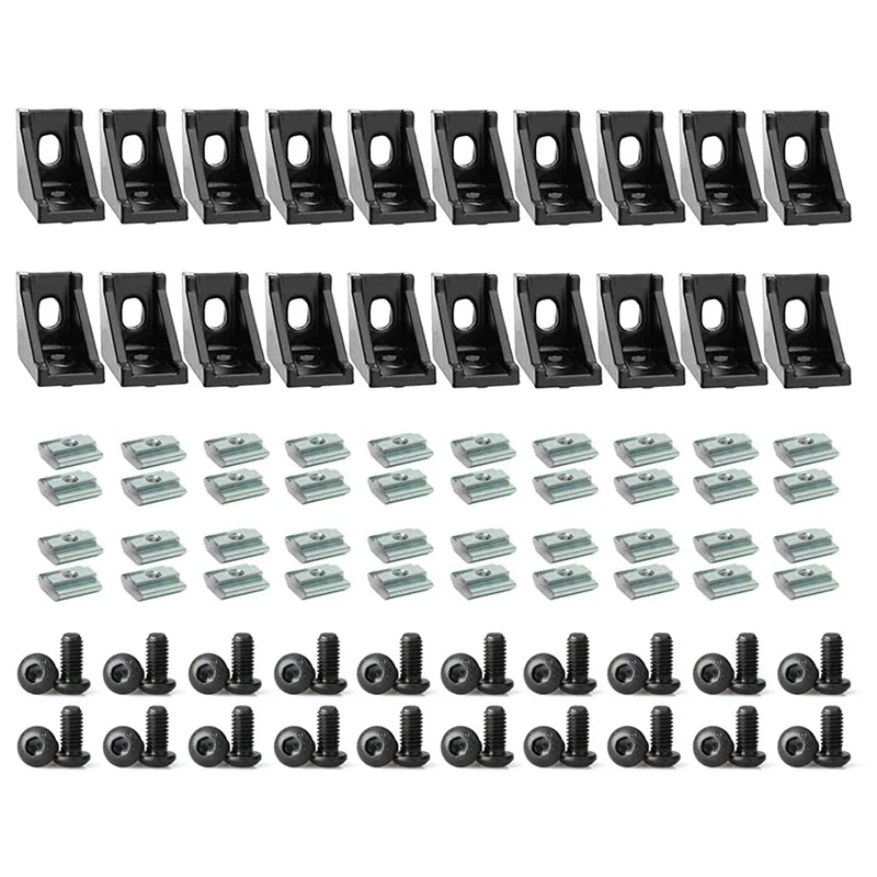 

Aluminum Profile Connector Set, Angle Bracket, T-Nut and Hex Screw for Slot 6mm 20S Aluminum Rail Fitting