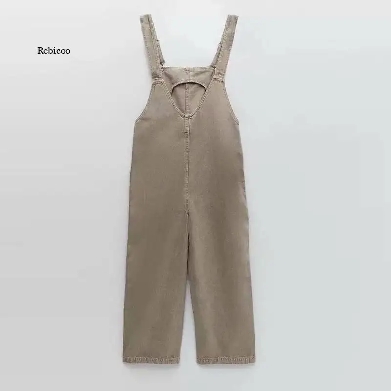 

Women Summer Denim Jumpsuits Rompers Sleeveless Strap Pockets Loose Ankle-Length Pants Female Casual Playsuit Overalls
