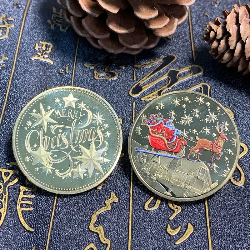 2020 цветная Рождественская памятная монета Санта Клауса сувенир коллекционное