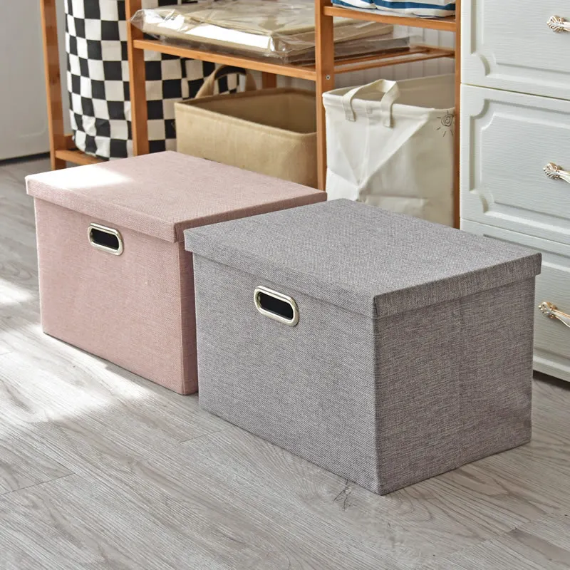 YIWUMART Foldable Clothing Storage Box With Lid Toy Quilt Basket Wardrobe Organizer Solid Color Dustproof Cardboard | Дом и сад