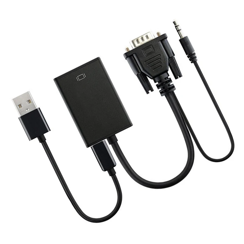 Переходник VGA (штекер)/HDMI (гнездо) 1080P HD 3 5 мм для ПК ноутбуков проекторов |