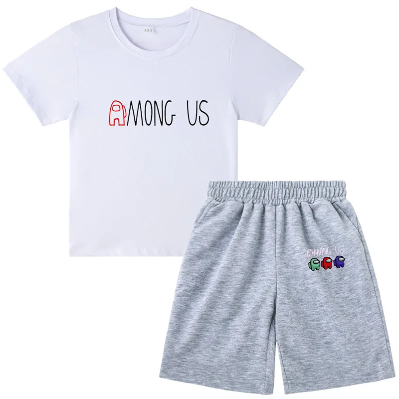 

4-14T Teens Kids Among Us costume Kid Summer T-shirt+shorts 2pcs Sets Sport Children Suits Boys girls Fashion Children's Clothes