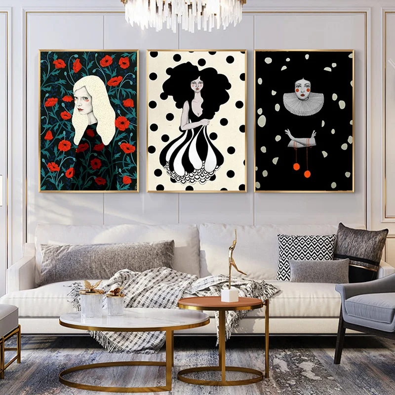 Винтажная абстрактная картина с изображением девушки и волос Женская Картина на