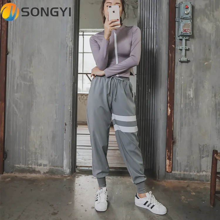 

SONGYI Womens Tracksuit Striped Running Training Gym Yoga Pants Sports Fitness Pants Loose Stretch Casual Training Pants S262