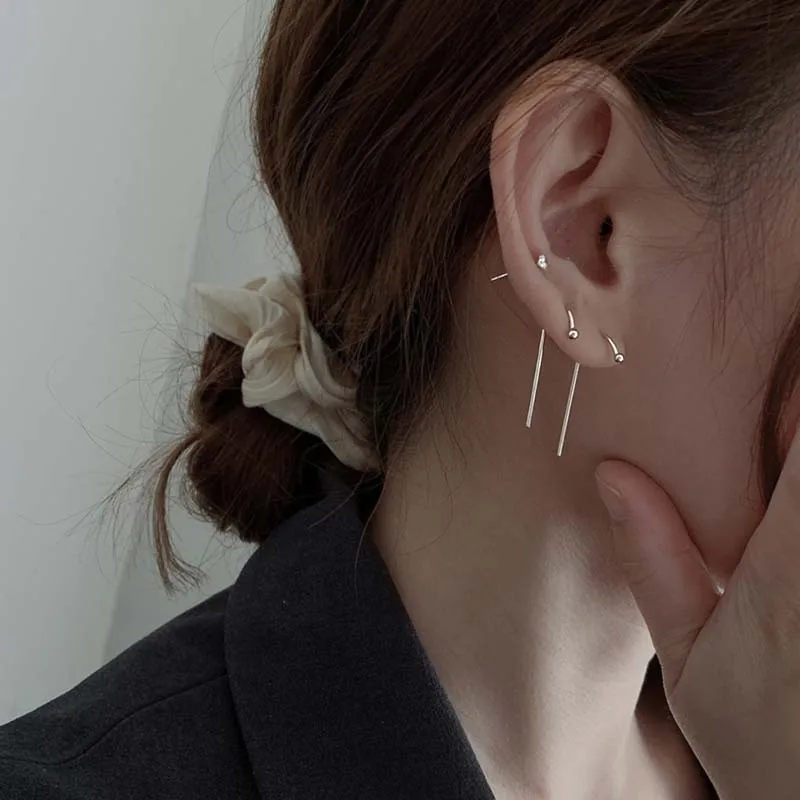 

Geometric Hook Ear Jewelry New Trendy Silver Color Stud Earrings For Women Fashion Simple Jewelry Gifts