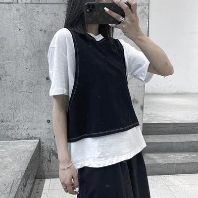 Винтажный стиль жилет с ароматом старения летний костюм из двух предметов Новый