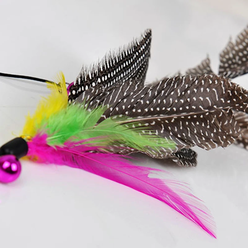 

Hot Sale Cat Toys Random Color Make A Cat Stick Feather Black Colored Pole Like Birds With Small Bell Natural 1PC