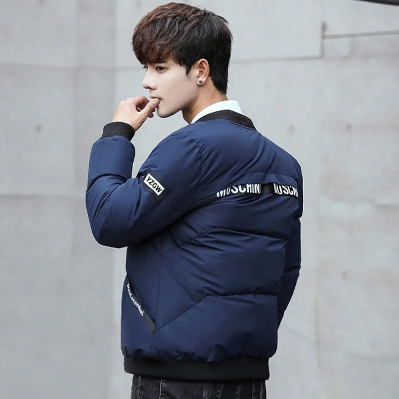 Зимняя мужская хлопковая стеганая Толстая винтажная Бейсбол Бомбер куртка парка