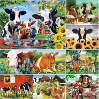 diy cow 5d diamond painting cross stitch embroidery kits full drill mosaic rhinestone picture for bedroom wall decor