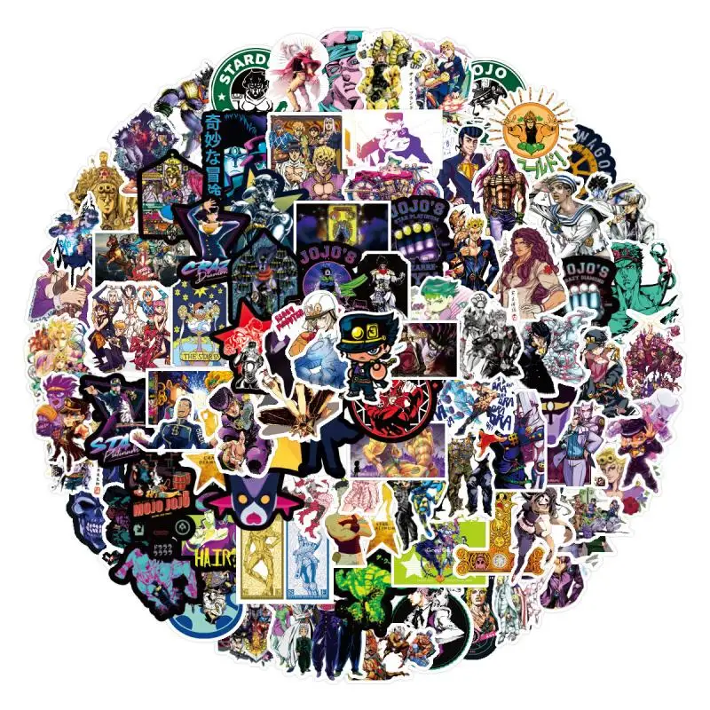

100Pcs Anime Stickers Laptop Jojo Bizarre Adventure Sticker Guitar Skateboard Luggage Waterproof Pvc Graffiti Sticker Kid Toy