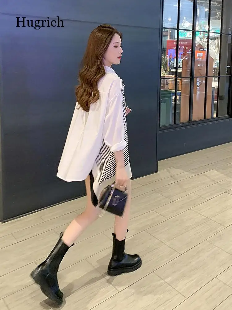 

Irregular Contrast shirt Female Spring And Summer 2021 New Loose All-Match Top