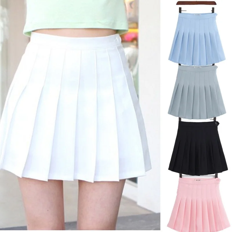 

Girls A Lattice Short Dress High Waist Pleated Tennis Skirt Uniform with Inner Shorts Underpants for Badminton Cheerleader