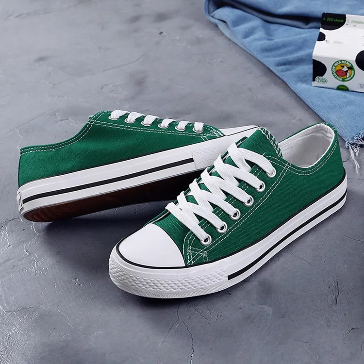 

New Style Women Vulcanized Solid Shoes Canvas Sneakers Ladies Lace-up Casual Shoes Girls Breathable Walking Canvas Shoes