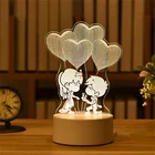 Акриловые светодиодные 3D светильники в виде сердца, украшения на День Св. Валентина, вечеринку, единорог, подарок на день рождения, праздник для будущей мамы, украшение для спальни, свадьбы