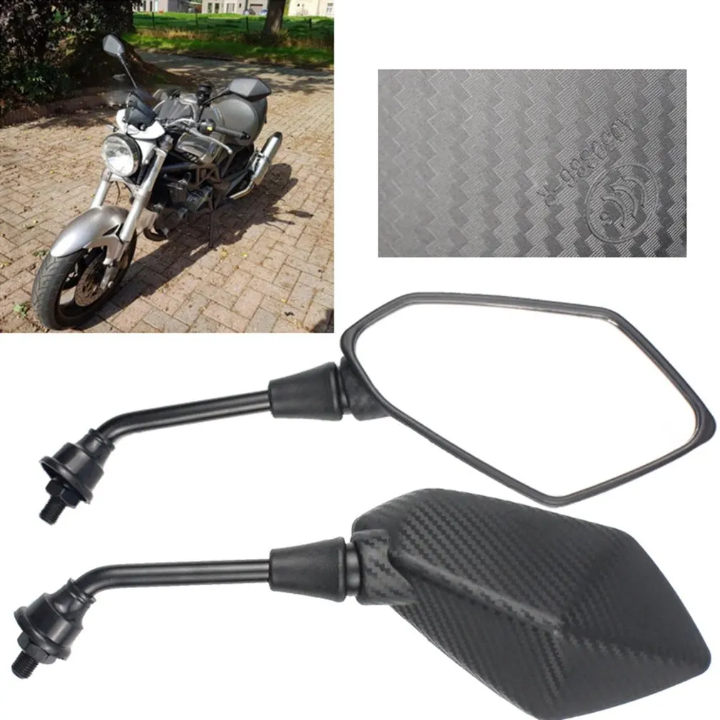 

10mm Rearview Mirrors Motorcycle Black Reflector Carbon Fiber Installed Directly Without Other Accessories