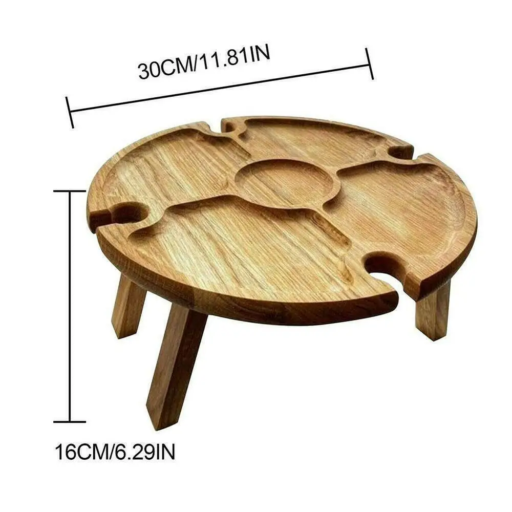 

Portable Wooden Outdoor Folding Picnic Table Camping Snacks Fruit Snack Table Wine Nut Storage Table Snack Tray for Garden Party