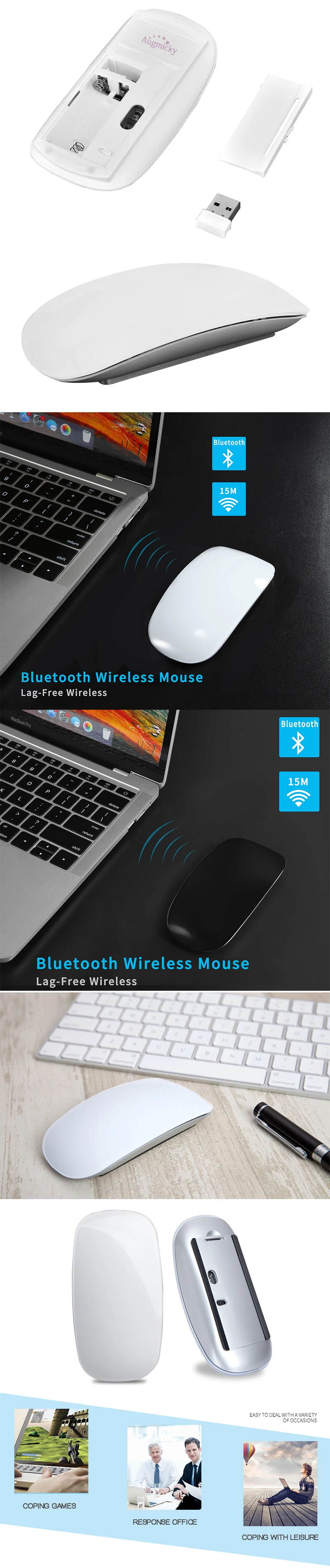 Apple style Magic Touch Bluetooth 3,0 Беспроводная мышь эргономичная тонкая дуговая мышь USB 2,4G Беспроводная игровая мышь для ноутбуков, Mac PC