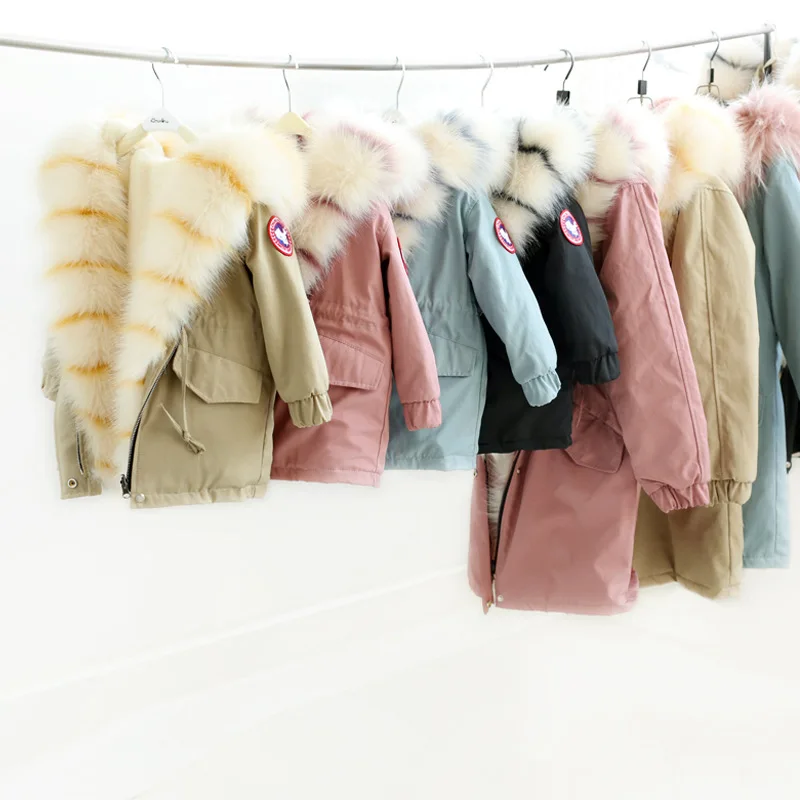 

Kids Boy Winter Jackets with Fur Hooded Toddler Girls Faux Fur Jackets Kids Rabbit Fur Outerwear Kids Parka Jackets and Fur Coat