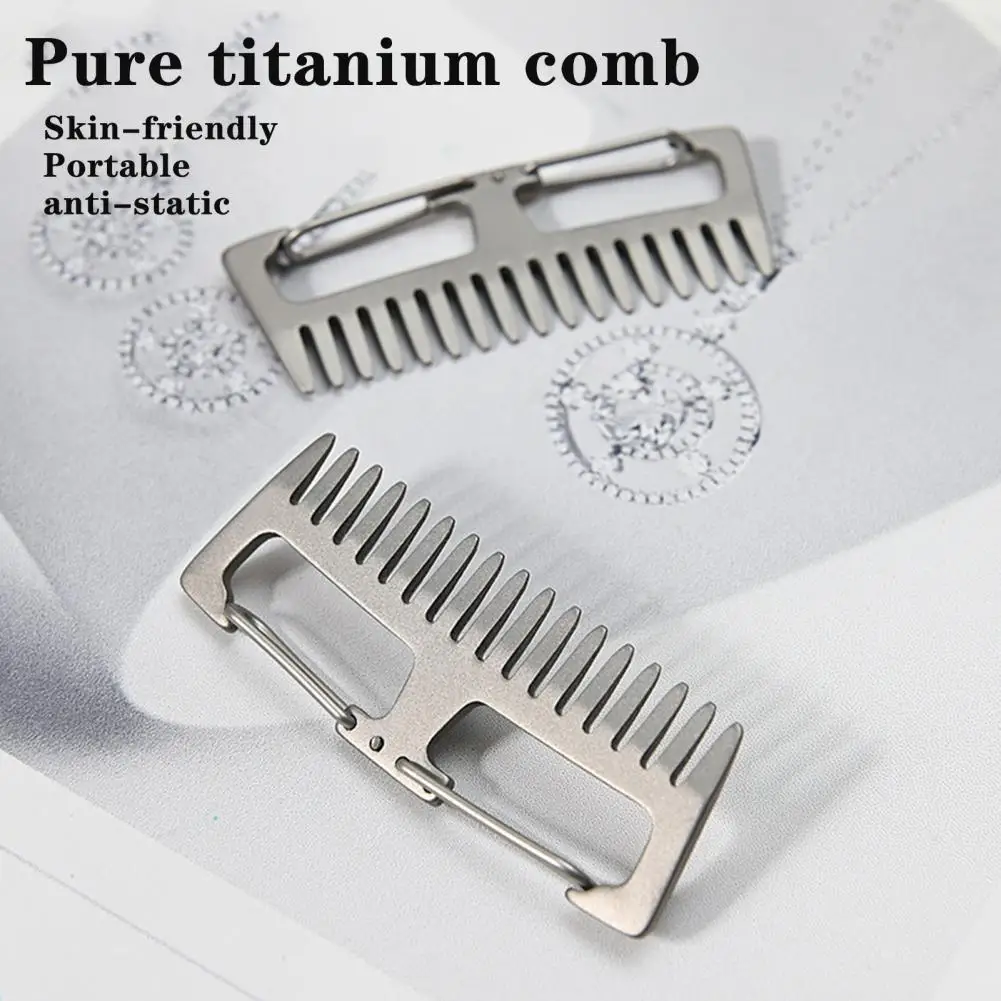 

Titanium Hair Comb Silver Color Mini Bangs Comb Mini Anti-static Titanium Portable Hanging Buckle Comb for Outdoor Travel