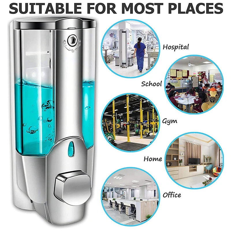

Soap Dispenser, Hand Dispenser Wall Mounted, Hand Gel Dispenser Manual 350Ml, Shower Gel, Shampoo Dispensers for Kitchen