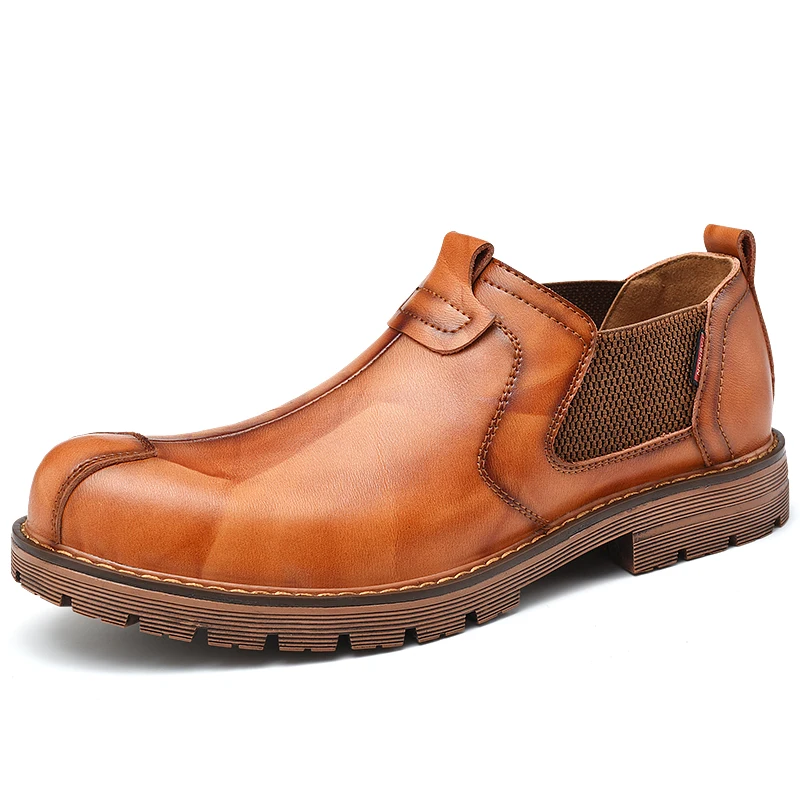 

New Men's Casual Shoes British Autumn Comfortable Leather Shoes Fashion Loafers Waterproof Mens Casual Shoes Motorcycle Shoes