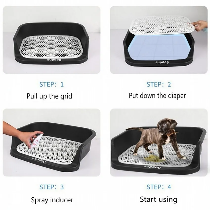 

Cat Dog Pet Toilet Tray Shit Pee Potty Automatic Flush Large Size Grid Pillar Fence Splash Proof Male Female Universal Bedpan