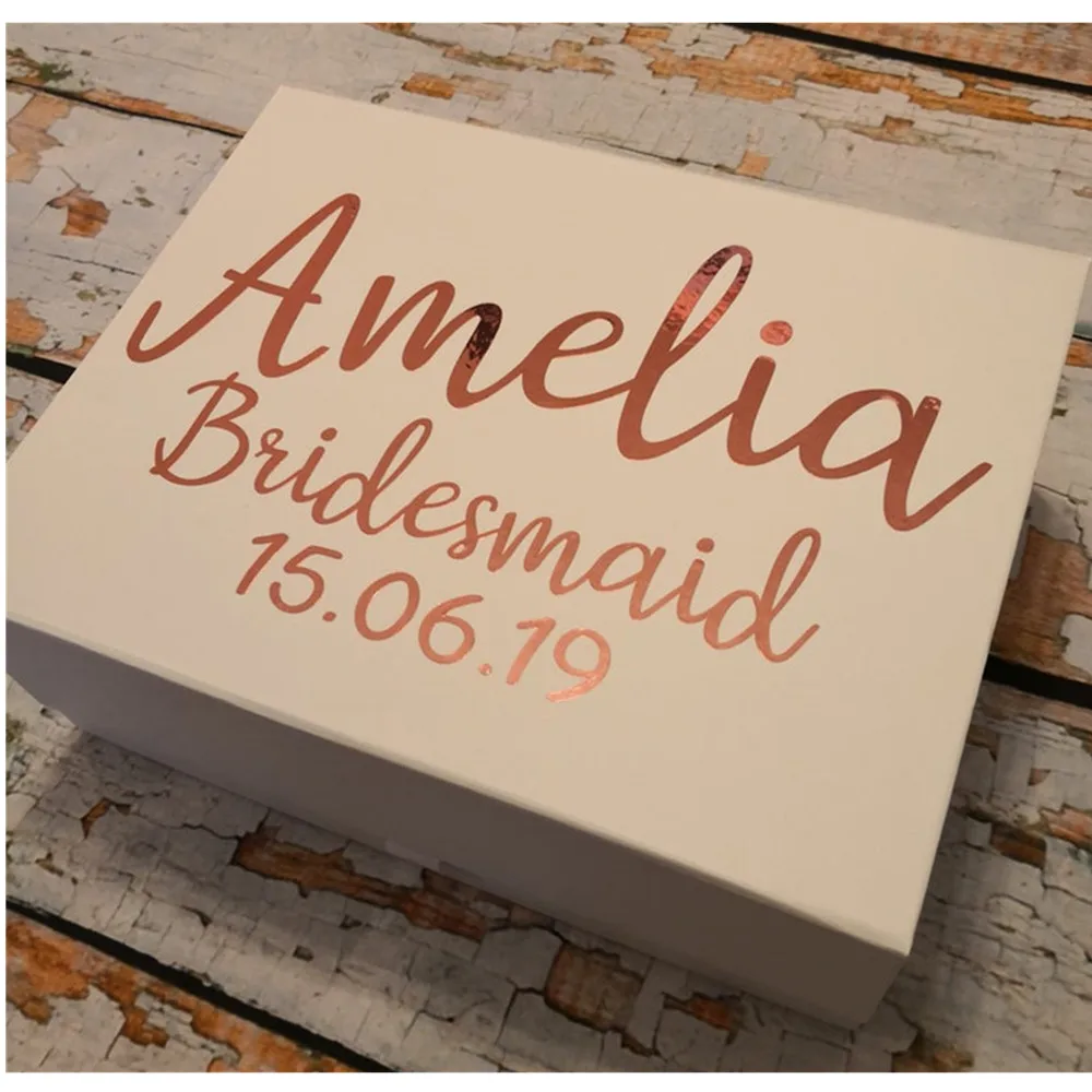 Розовая золотая коробка для подружки невесты индивидуальная Свадебная помолвки