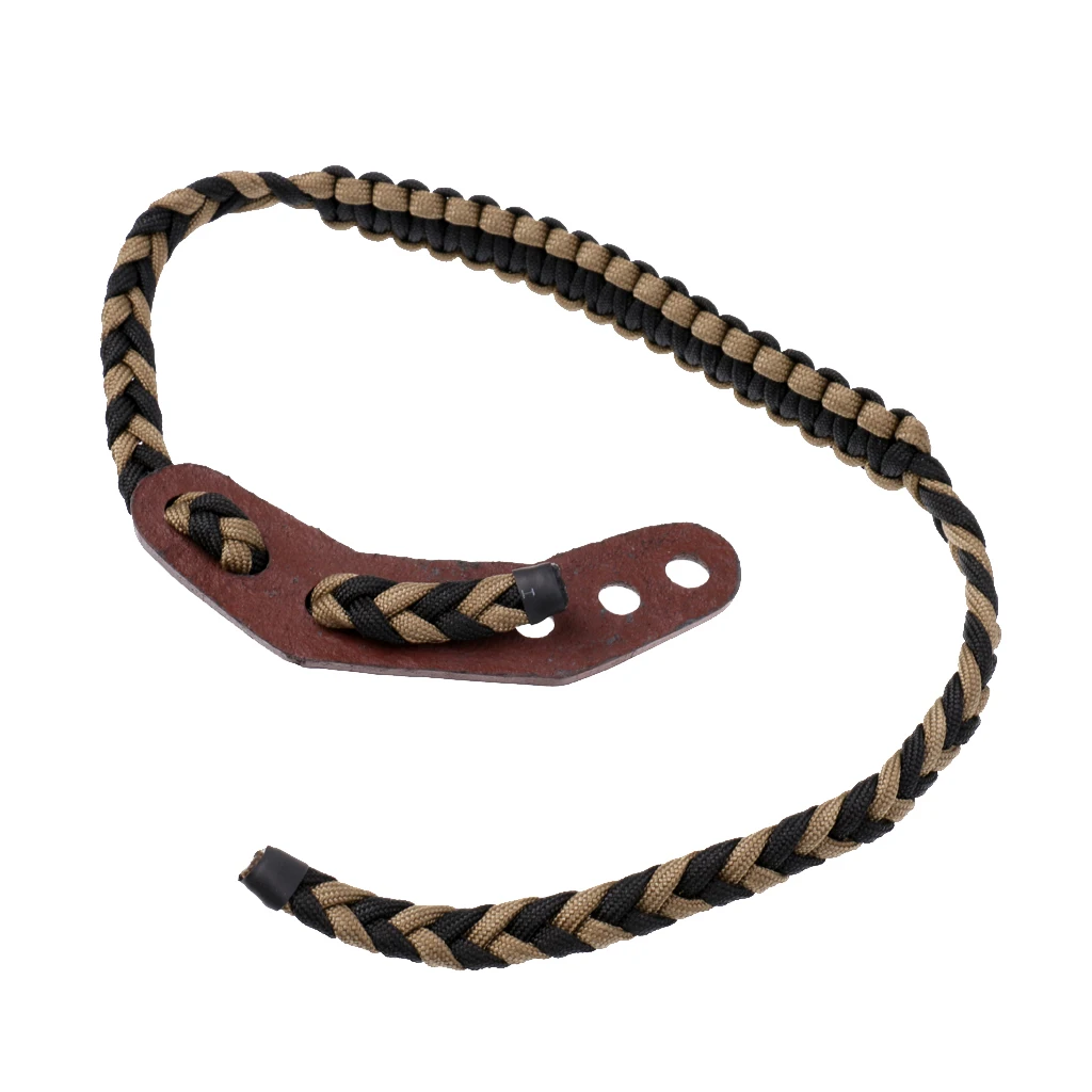 

New Adjustable Archery Bow Wrist Sling Strap Braided Cord Paracord with Leather 60cm Archery Hunting Accessory for Compound Bow