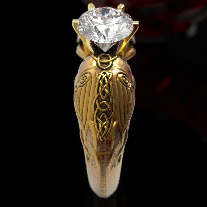 Ретро темные линии 18 К золото для вечеринки серебро 925 пробы кольца ворон