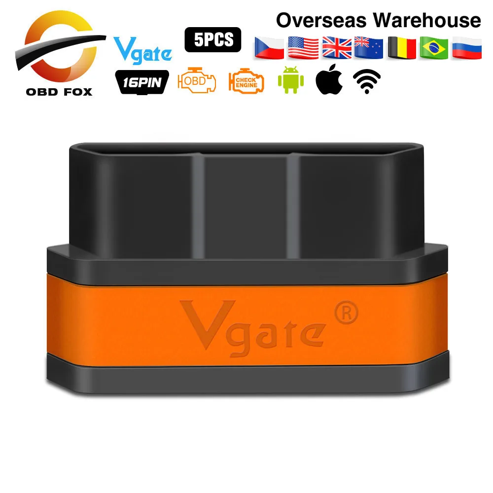 5 шт. Vgate icar2 OBD2 ELM327 V2.1 Bluetooth/wif адаптер автомобильный диагностический инструмент
