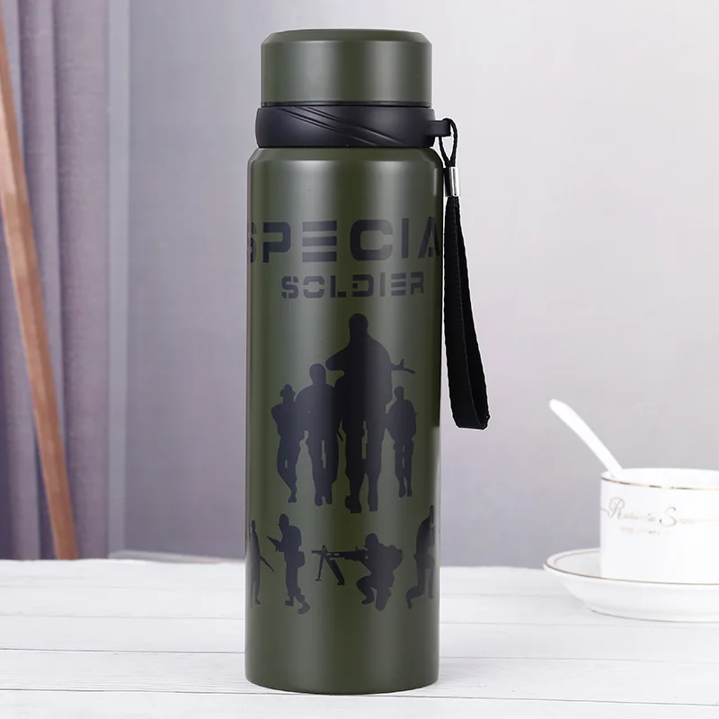 600/800/1000/1500 мл бутылка-термос Нержавеющая сталь 304 стакан с герметизацией Вакуумная бутылка для воды термос для Кофе кружка чашка - Цвет: Green