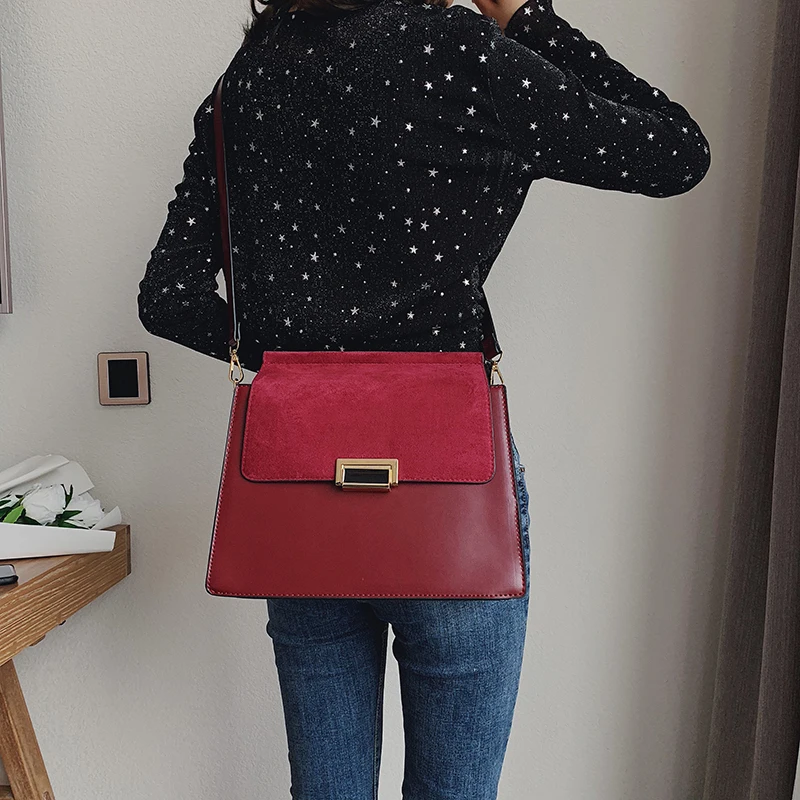 New Fashion Crossbody Bags Over Shoulder Famous Brand Nubuck Leather Handbags Female Large Capacity Messenger Bag Bolsos Mujer
