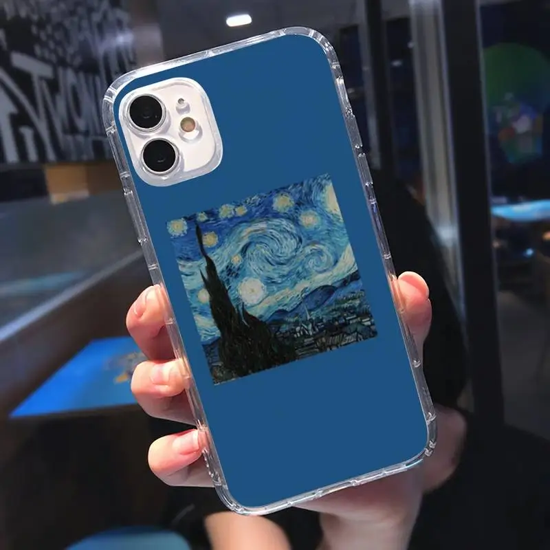 

Van Gogh Starry sky art Phone Case Transparent soft For iphone 5 5s 5c se 6 6s 7 8 11 12 plus mini x xs xr pro max