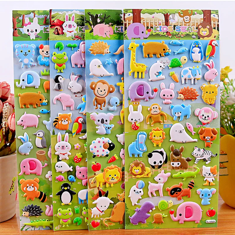 Детские стикеры с изображением животных утки пузырьков тигра для скрапбукинга 4