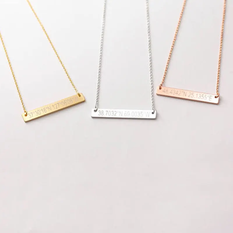 Женские ожерелья с гравировкой координатами по ширине локацией ювелирные