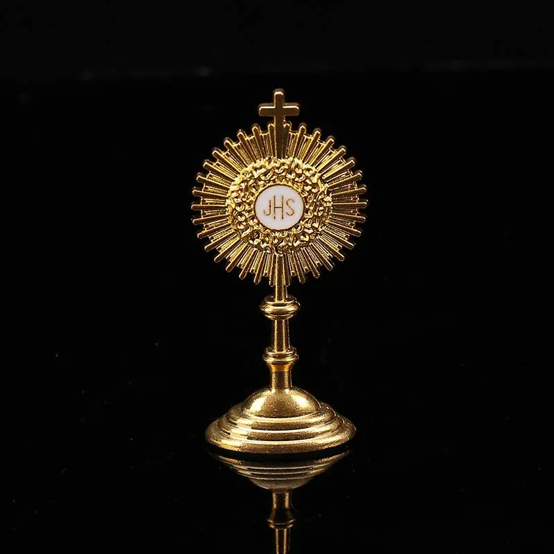 Новая религиозная мини статуя JHS для первого причастия Золотая баптильная