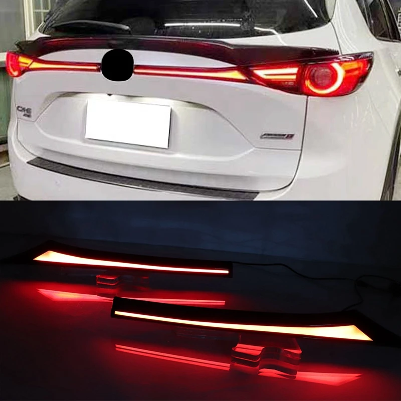 2PCS LED Reflector for Mazda CX-5 CX5 2017-2020 Car Tail Light Rear Bumper Light Rear Fog Lamp Brake Light