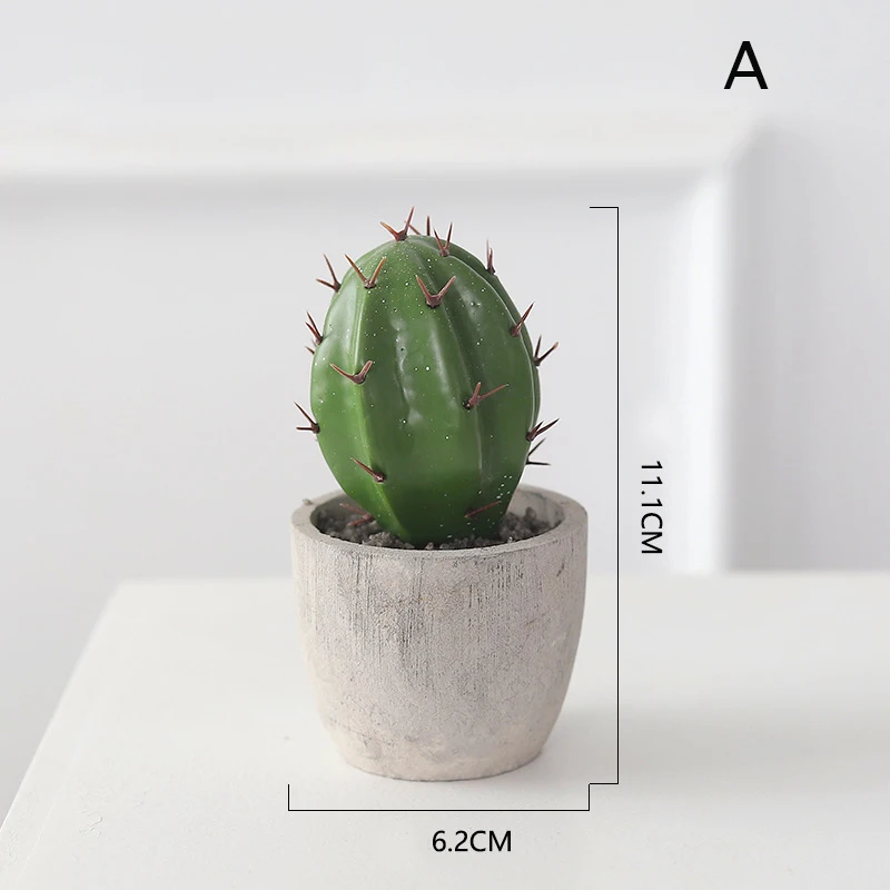 

Simulation Cactus Bonsai Mini Succulent Pot Resin Ornaments for Desktop Decoration