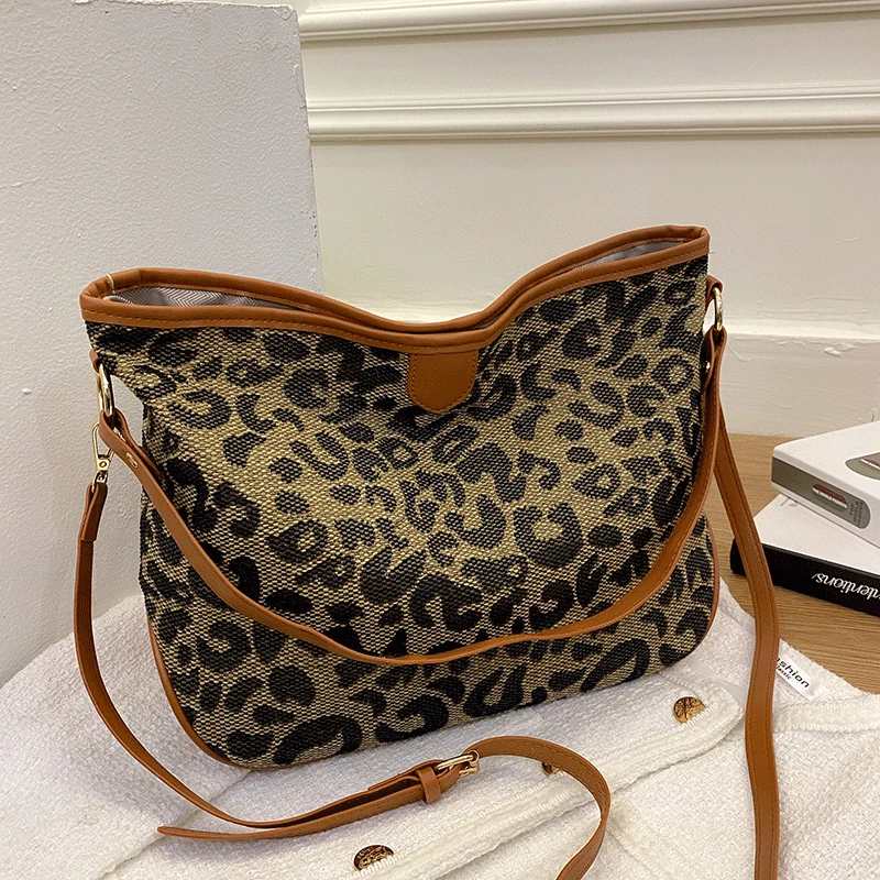 

Women Tote Bag Leopard Print Shoulder Bags For Women Famous Brand Handbags Large Capacity Shopping Tote Bag PU Leaather Satchels